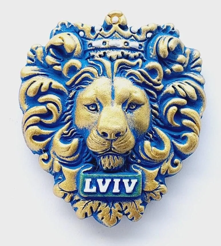 Синьо-золотий магніт-лев LVIV